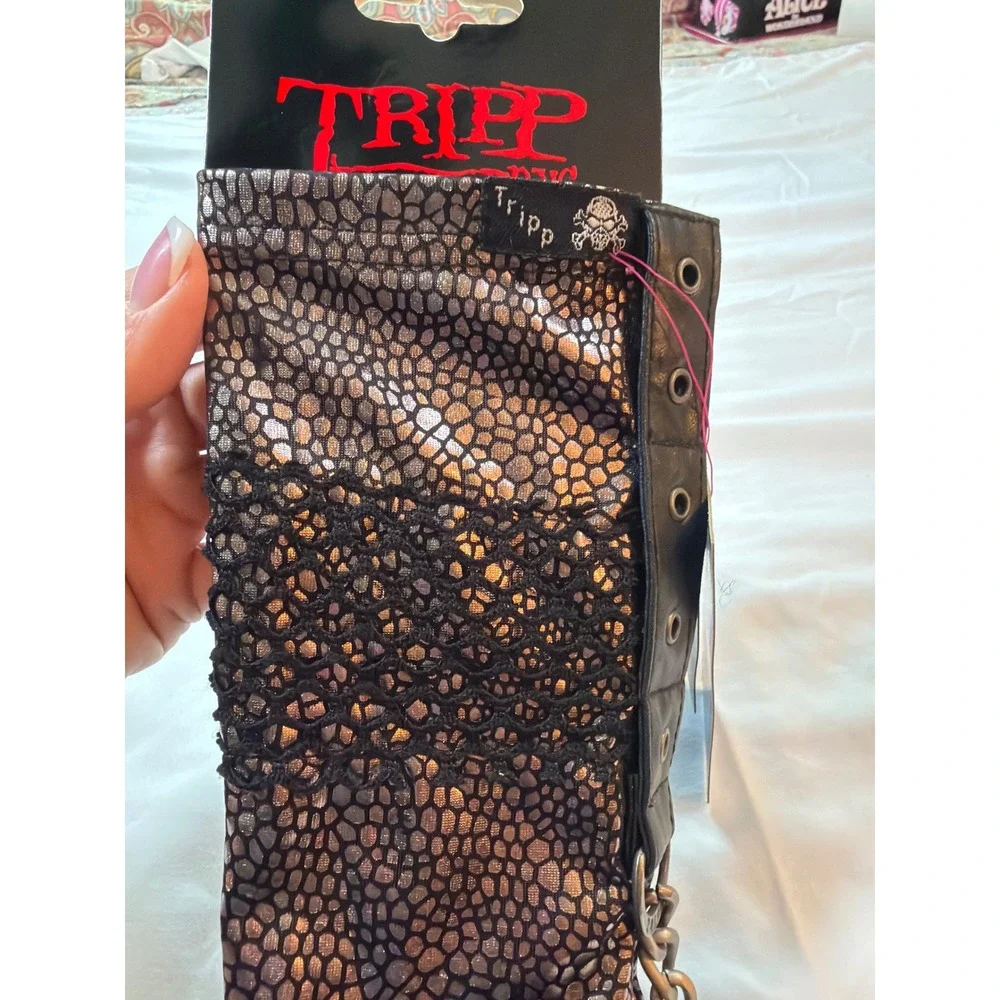 Tripp NYC Metallic Snakeskin Lace Chain Fingerless Arm Warmers Goth Hot Topic
